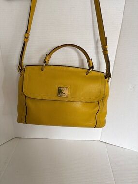MCM Yellow Leather Top-Handle Crossbody Bag Satchel